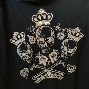 Victoria's Secret Black zip up with Skull and Crown Design